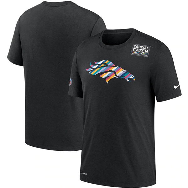 Denver Broncos 2020 Black Sideline Crucial Catch Performance NFL T-Shirt (All Size)